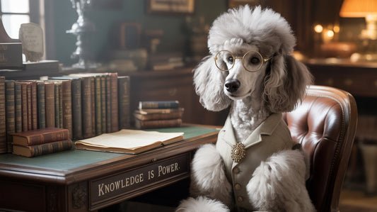 The Scholarly SteamPunk Poodle - "Knowledge Is Power" Fine Art Greeting Card
